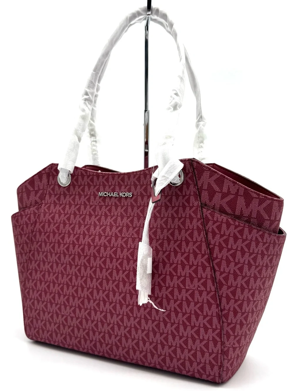 Michael Kors Jet Set Large Signature Logo Shoulder Bag - Maroon